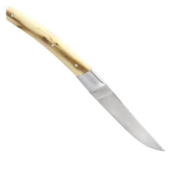 Chevalerias-Klappmesser „Le Thiers“, 1 Stück, Damaszener-Klinge, Griff aus Ginsterholz