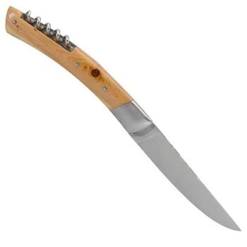 Chevalerias ‘Le Thiers’ 2-piece folding knife set with juniper handle and corkscrew