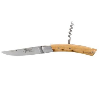 Chevalerias ‘Le Thiers’ 2-piece folding knife set with juniper handle and corkscrew