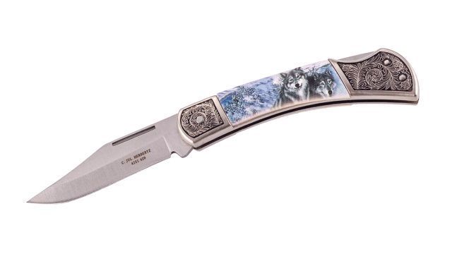 Herbertz folding knife with wolfs decoration 590211