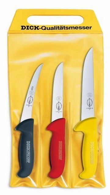 Jeu de 3 couteaux de boucher  Dick Ergogrip 3 couleurs