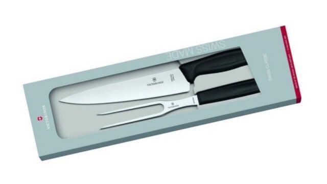 6.7133.2G Jeu de 2 couteaux à découper Victorinox Swiss Classic noir