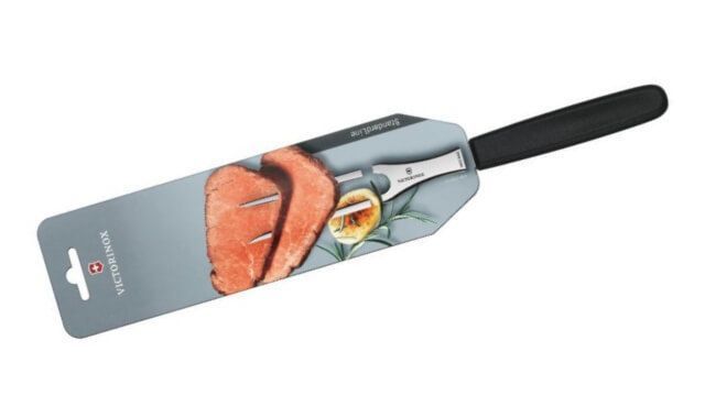 5.2103.15B Fourchette à découper 15 cm Victorinox swiss classic noir sur carte