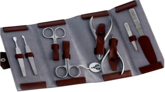 Manicure set 8 pieces Alpen leather burgundy