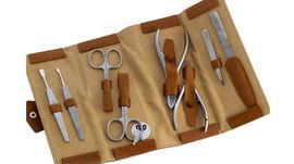 Manicure set 8 pieces Alpen leather tobacco