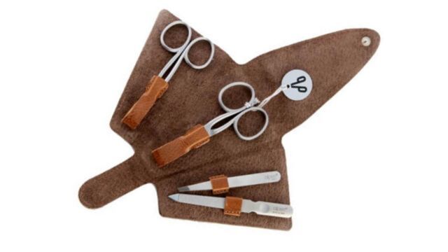 6879R.cognac Manicure bag 4 pieces Alpen "antique line