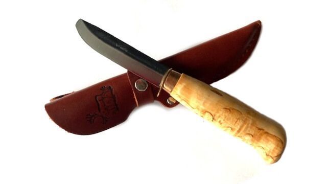 Petit couteau de chasse outdoor lapon Wood-Jewel Ensipuukko à lame arrondie