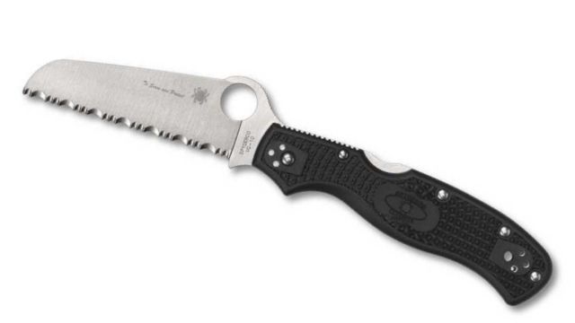 C14FSBKBL3-Spyderco Rescue 3 Thin blue line pocket knife black