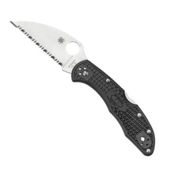 C11FSWCBK-Spyderco Delica 4 Wharncliffe Pocket Knife black serrated