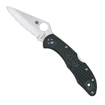 C11SBK-Spyderco Delica 4 Pocket Knife black notched