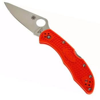C11FPOR-Spyderco Delica 4 orange pocket knife