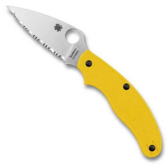 C94SYL-Couteau de poche denté Spyderco UK Penknife salt jaune
