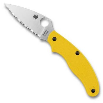 C94SYL-Couteau de poche denté Spyderco UK Penknife salt jaune