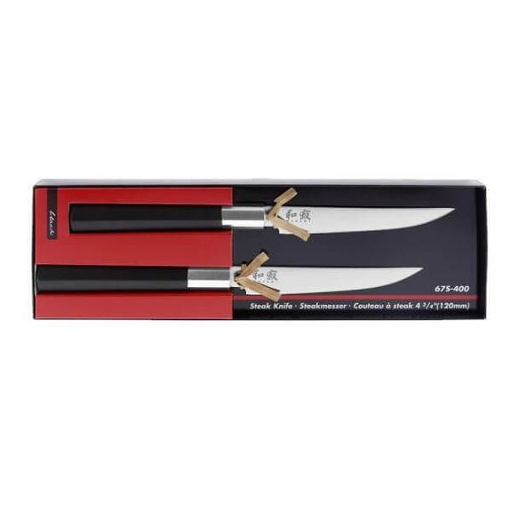 67S.400-Box of 2 steak knives Kai Wasabi black stainless steel