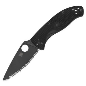 C122SBBK - Klappmesser mit Wellenschliff Spyderco Tenacious schwarz