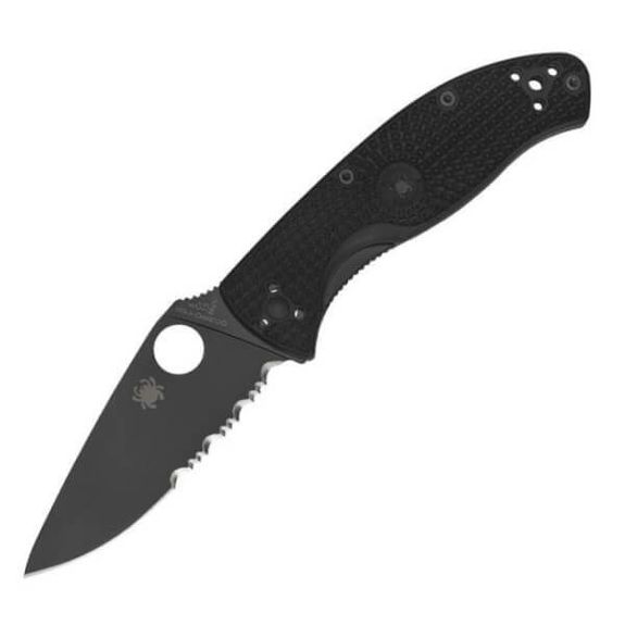 C122PSBBK - Klappmesser halbverzahnt Spyderco Tenacious schwarz