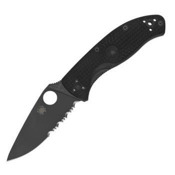 C122PSBBK - Klappmesser halbverzahnt Spyderco Tenacious schwarz