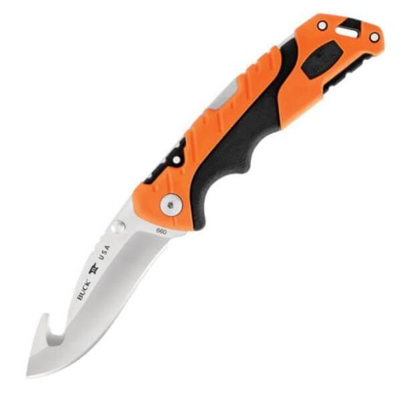 BU0660ORG-Buck Pursuit Pro Large Guthook Folding Hunting Knife