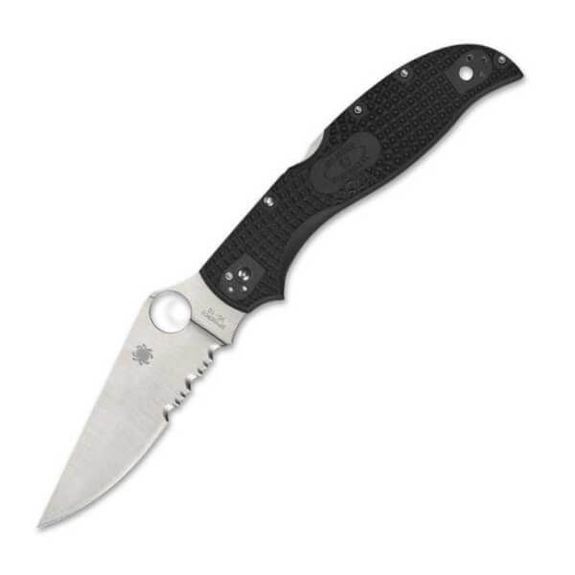 Couteau de poche Spyderco Stretch 2 noir XL semi-denté