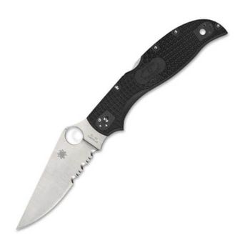 Couteau de poche Spyderco Stretch 2 noir XL semi-denté
