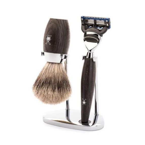 Fusion Muhle Kosmo 3-piece shaving set pure oak grey