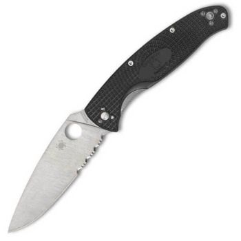 Couteau pliant Spyderco Resilience noir semi-denté