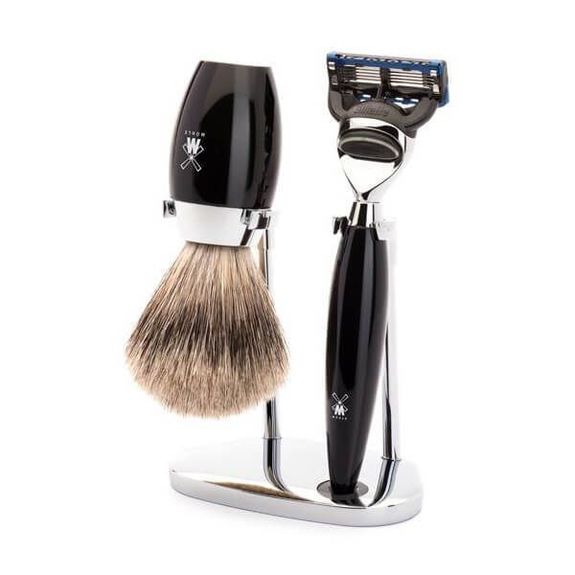 3-teiliges Rasierset Fusion Muhle Kosmo schwarz rein grau