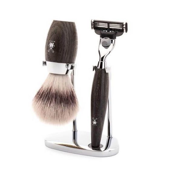 Mach3® Muhle Kosmo 3-piece shaving set synthetic oak silver