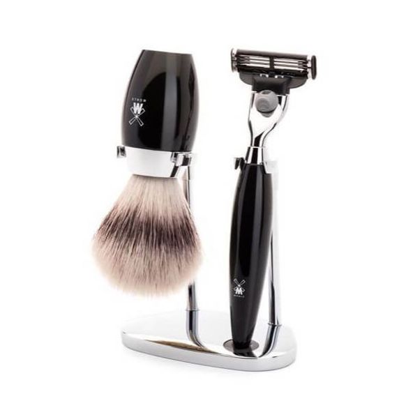 3-teiliges Rasierset Sicherheit Muhle Kosmo Olivenbaum synthetisch Silber