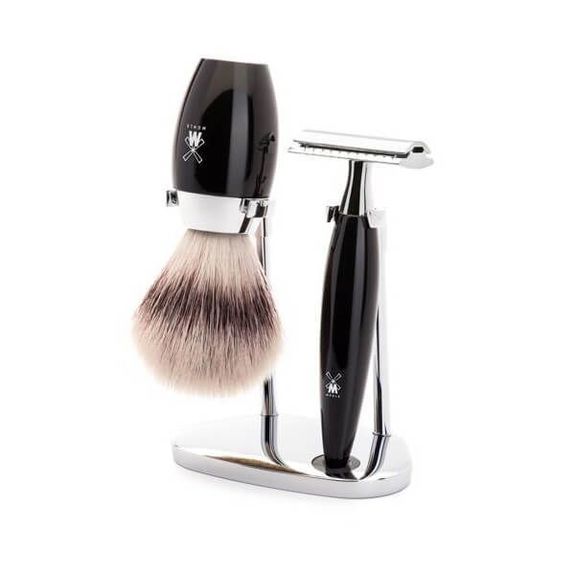 3-teiliges Rasierset Sicherheit Muhle Kosmo schwarz synthetisch silber