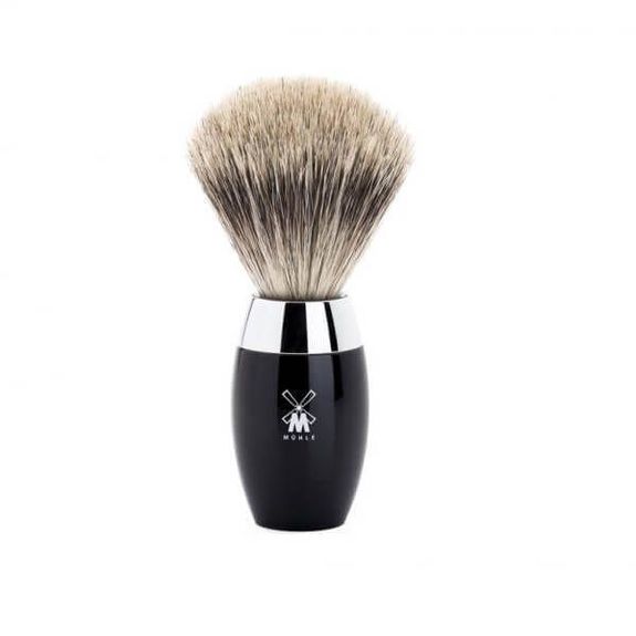 Muhle Shaving Brush Kosmo range black pure grey frame black