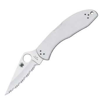 Spyderco Delica 4 pocket knife with serrated and sabre blade