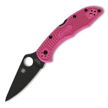 C11FPPNS30VBK-Spyderco Delica 4 Pocket Knife pink