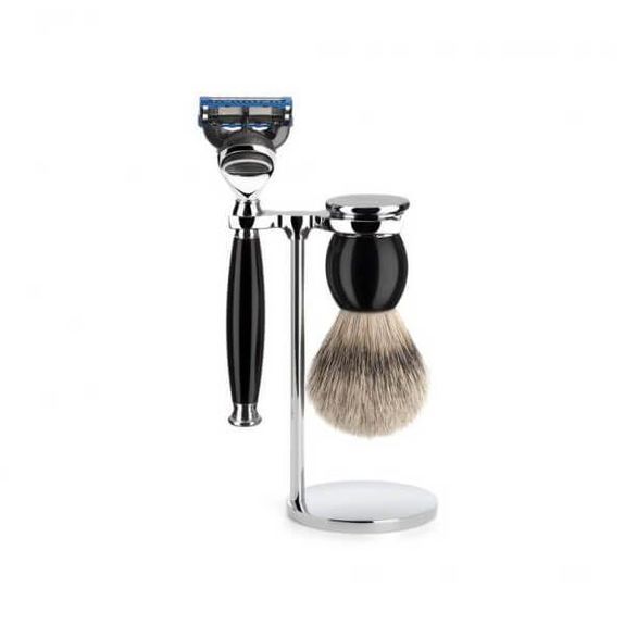 Muhle Sophist 3-piece Fusion™ shaving set pure silver black