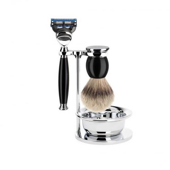 Muhle Sophist 4-piece Fusion™ shaving set pure silver black