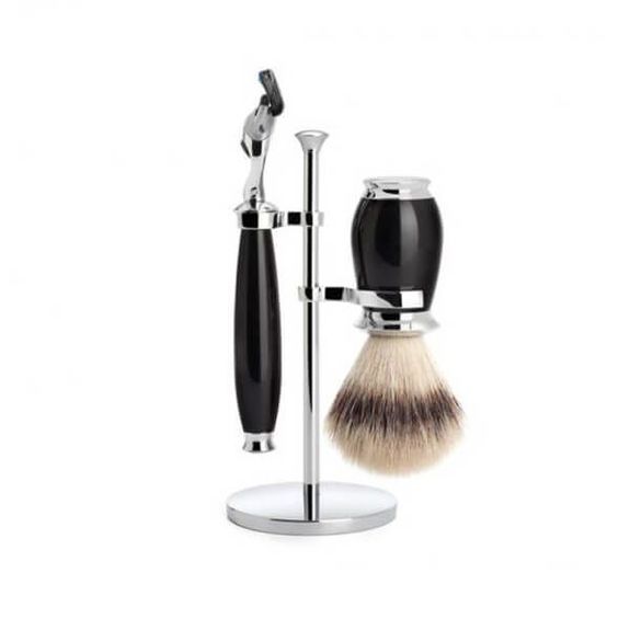 Set de rasage 3 pièces Fusion™ synthétique argenté Muhle Purist noir
