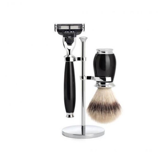 3-teiliges Rasierset Mach® Reines Silber Muhle Purist Schwarz