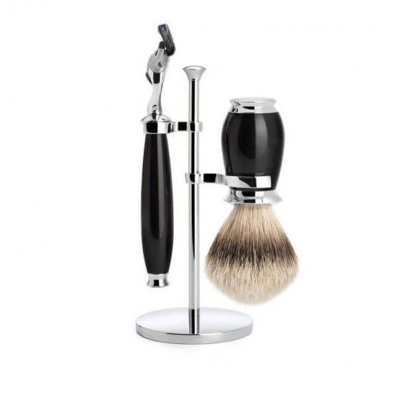 3-teiliges Rasierset Sicherheit Pur Pur Silber Muhle Purist Schwarz