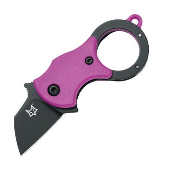 Fox Mini-Ta Folding Knife black blade pink handle