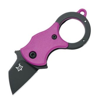 Fox Mini-Ta Folding Knife black blade pink handle