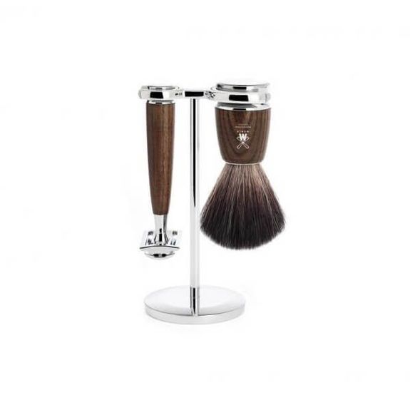3-piece shaving set Mühle Rytmo Ash Safety, black synthetic brush
