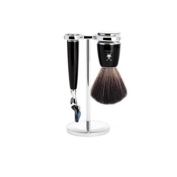 3-teiliges Rasierset Mühle Rytmo schwarz Fusion™, Rasierpinsel synth.