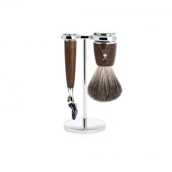 3-teiliges Rasierset Mühle Rytmo Esche Fusion™, Dachs pur schwarz