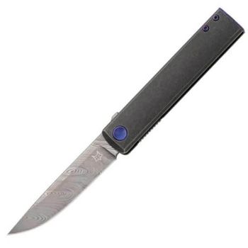 Klappmesser Fox Chnops titanium stonewashed Damast