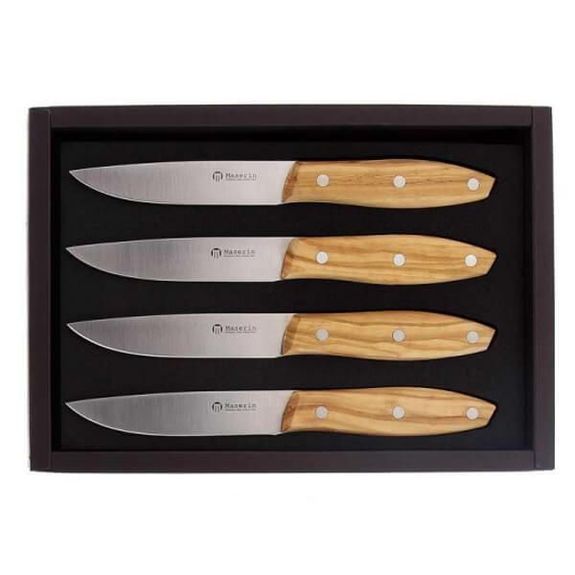 Set of 4 Maserin olive steak knives