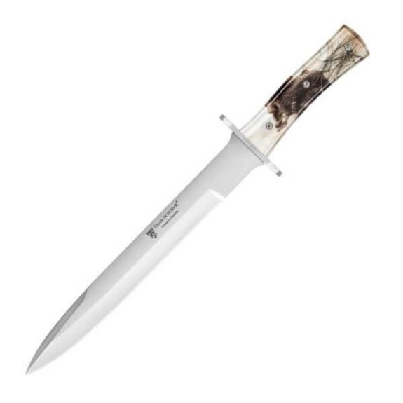 Claude Dozorme fixed hunting knife including wild boar
