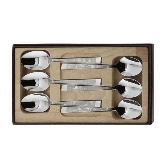 Set of 6 Roger Orfèvre Natura coffee spoons