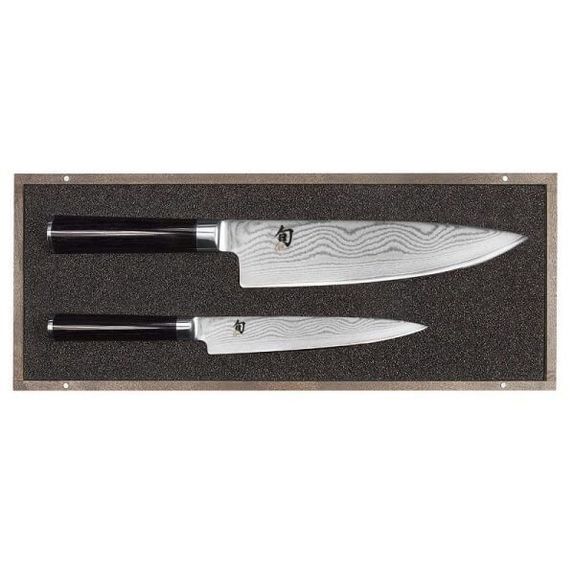 Set of 2 Kai Shun Damascus stainless steel kitchen and utility knives