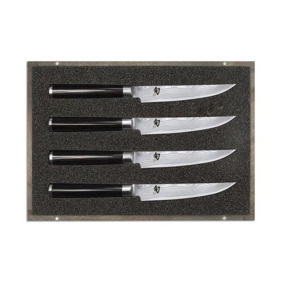 Set of 4 Kai Shun Damascus stainless steel steak knives