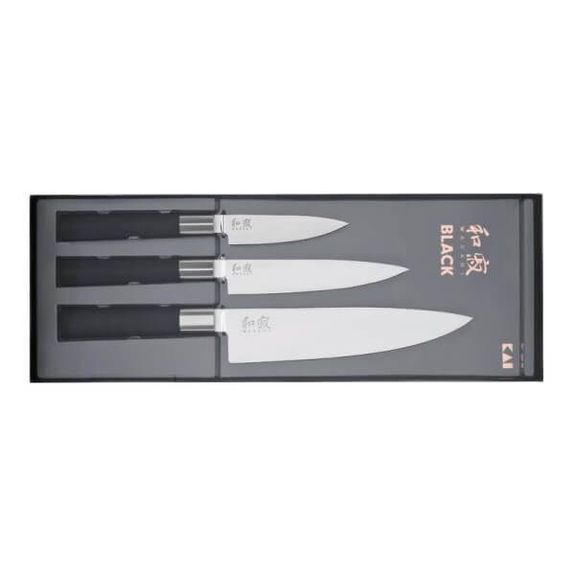 67S.300-Set 3 Messer Kai Wasabi black Edelstahl